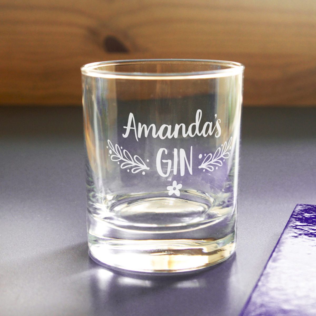 Personalised Floral Gin Tumbler Glass