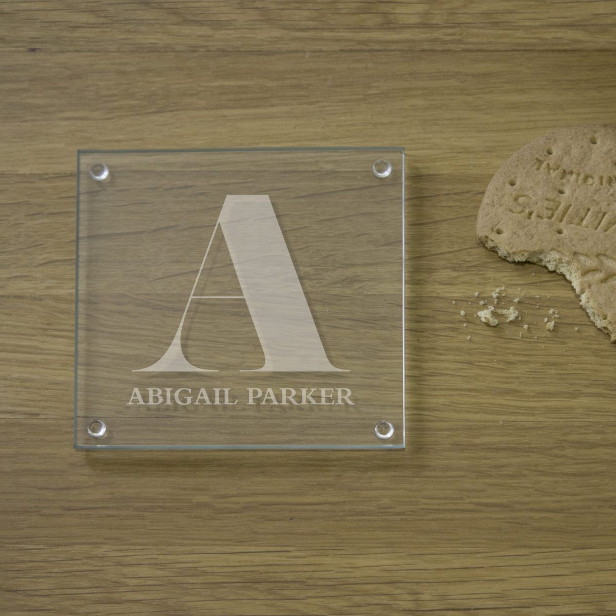 Engraved Monogram Glass Coaster