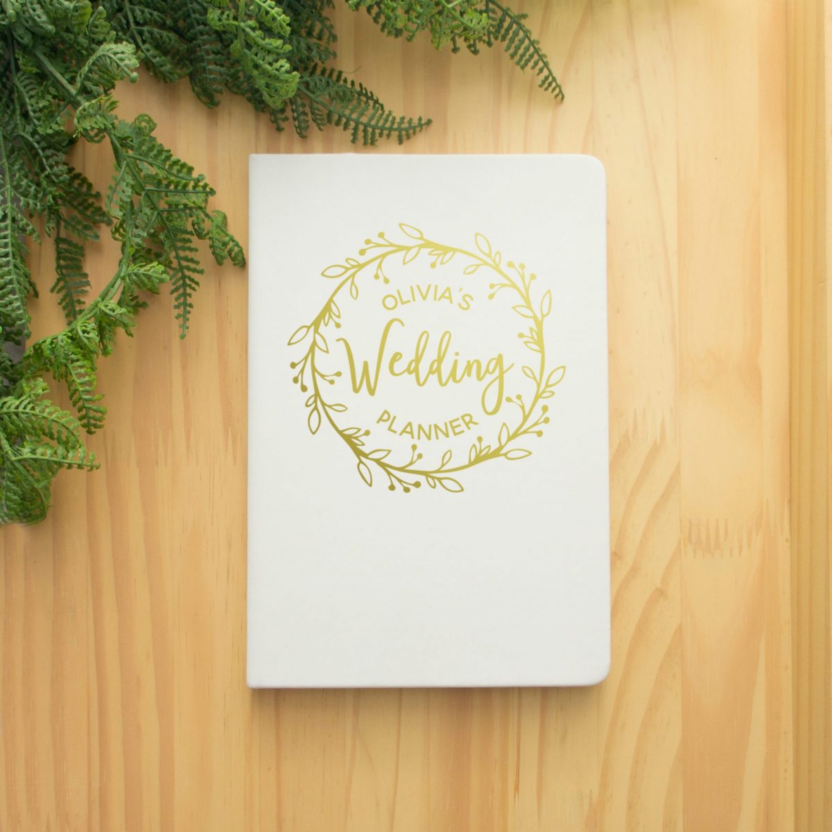 Personalised Wedding Planner with floral wreath A5 white