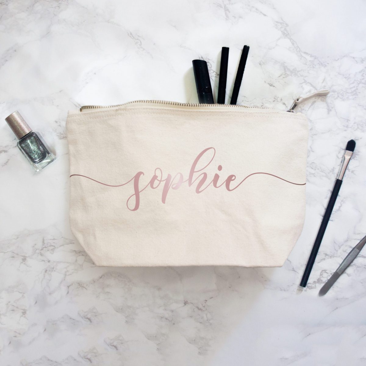 Personalised Women's Wash Bag with Script Name