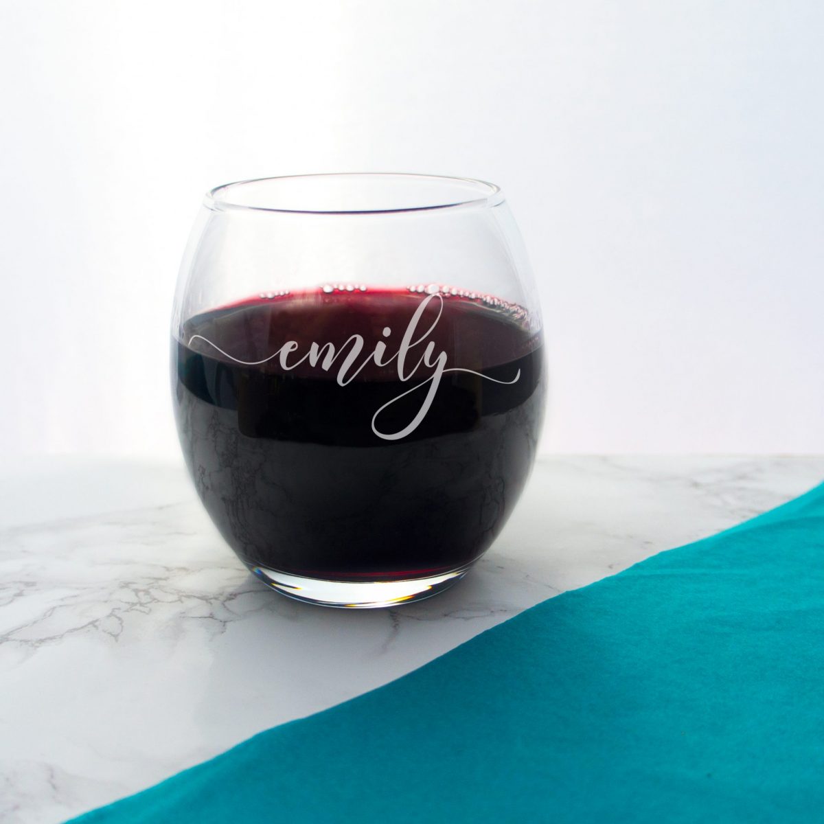 Personalised Script Name Stemless Wine Glass