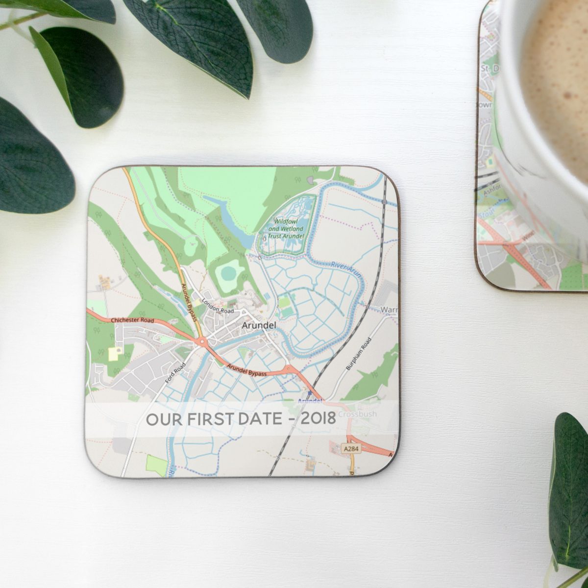 Personalised Map Coaster with Caption