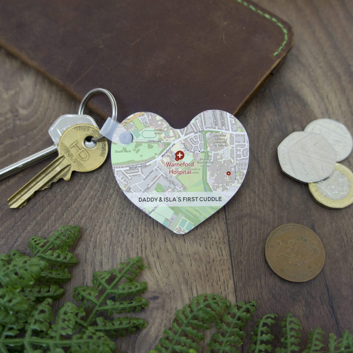 Father's Day Map Heart Keyring