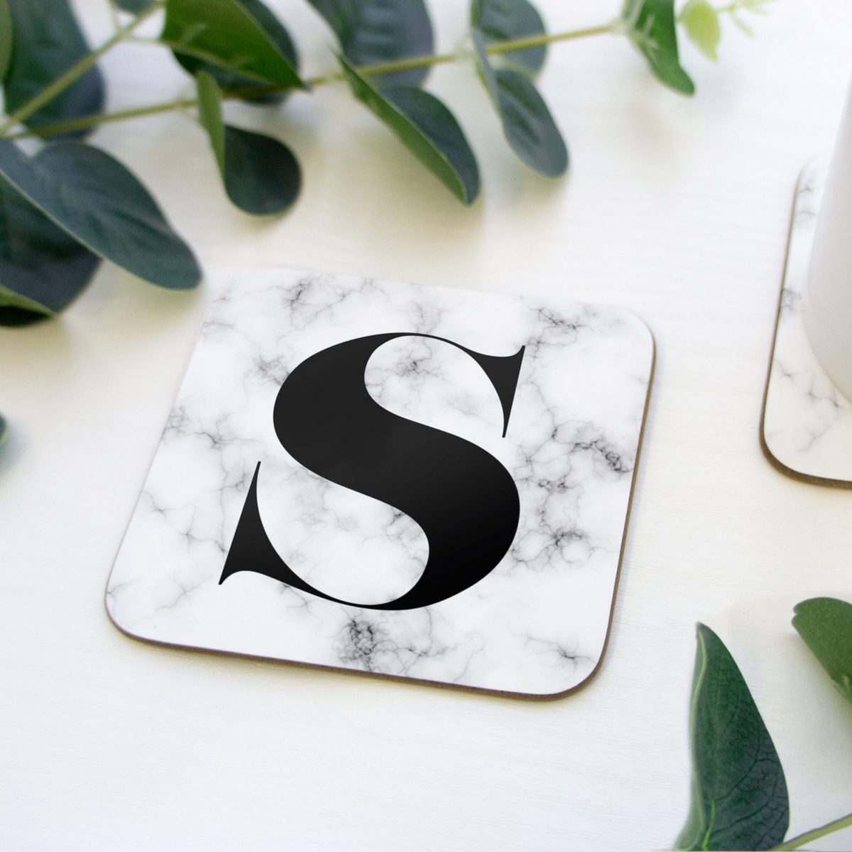 Personalised marble initial coaster