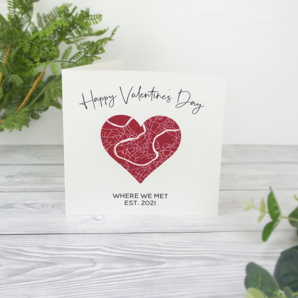 Red Heart Valentine's Day Map Card
