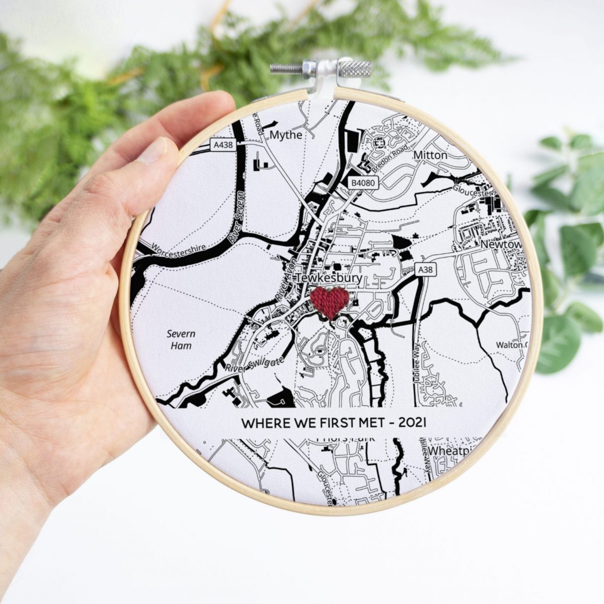 Black & White Map Embroidery hoop