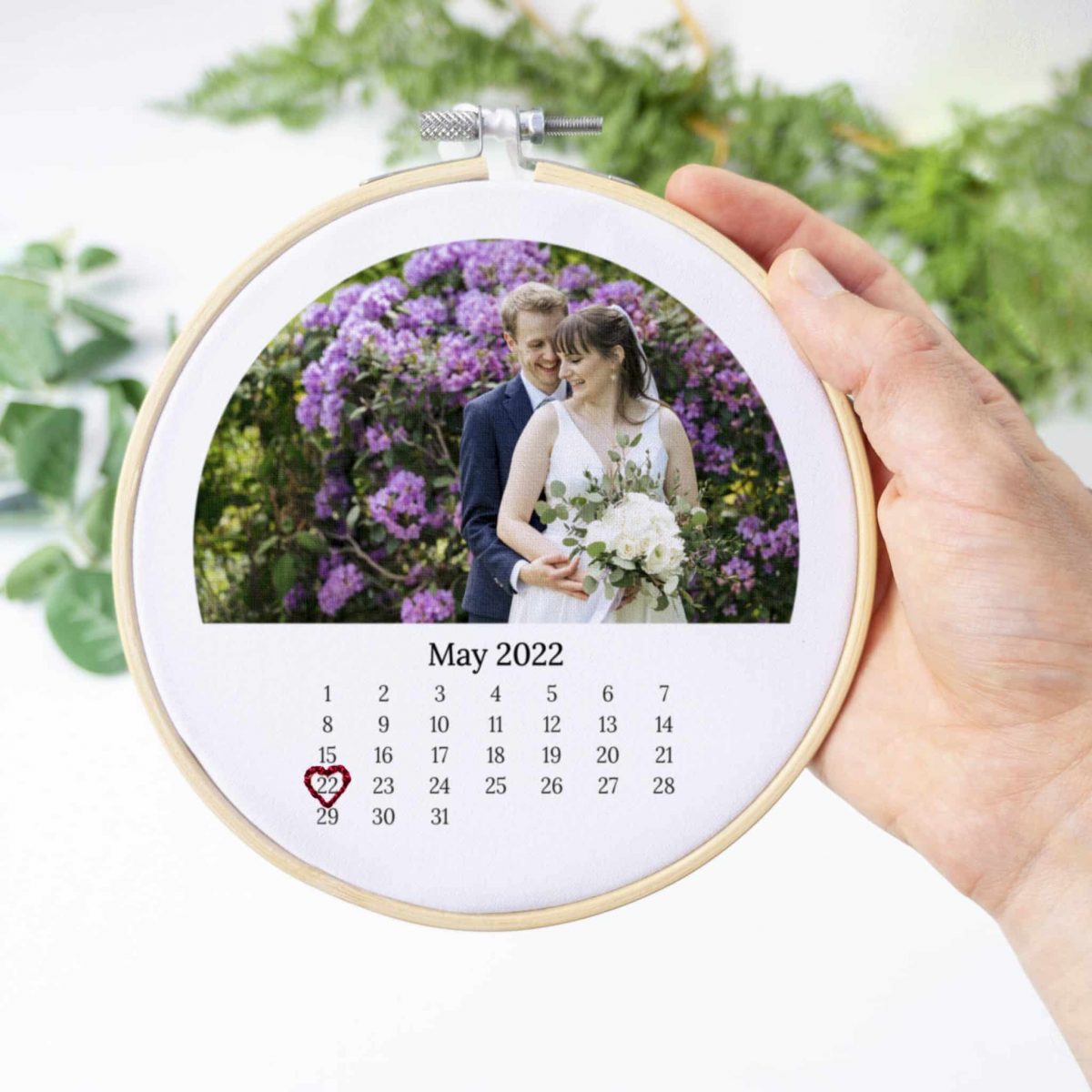 Photo Calendar Embroidery Hoop